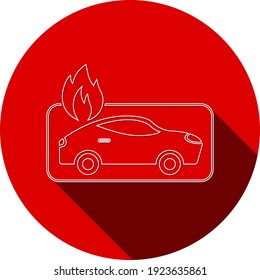 Icono del coche en llamas. colisión automática, icono del coche de protección contra incendios.
