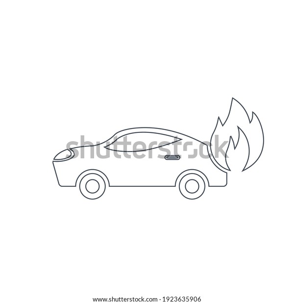 Car on fire icon. auto collision, fire protection\
car icon.
