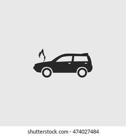 car on fire icon illustration isolated  sign symbol