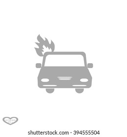 Car on fire Icon Vector. Car fire