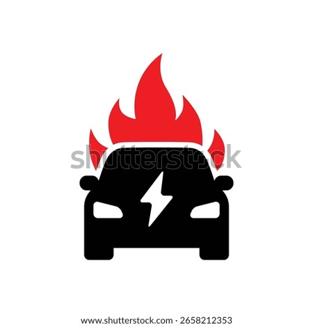 Car on fire icon. Vector illustration