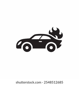Carro no fogo Vetor arte, ícones, logotipo, carro Silhueta Chama Ilustrações Stock.