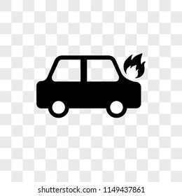 Car On Fire vector icon on transparent background, Car On Fire icon