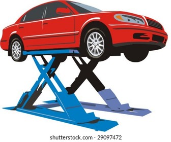 car on the fix lift