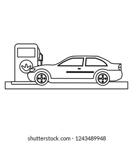 Car on fuel dispenser black and white
