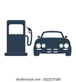 Car on gas station on white background. Vector illustration