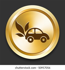Car on Golden Internet Button Original Illustration