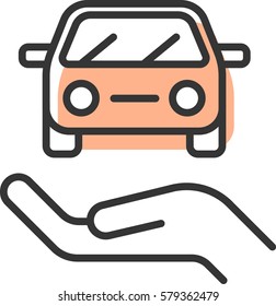 car on the hand icon vector