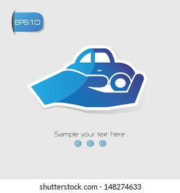 Car On Hand Symbol,vector