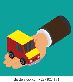 ilustración de diseño de prueba de mano isométrica de coche