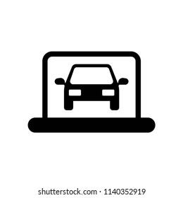 Car On Laptop icon vector icon. Simple element illustration. Car On Laptop symbol design. Can be used for web and mobile.