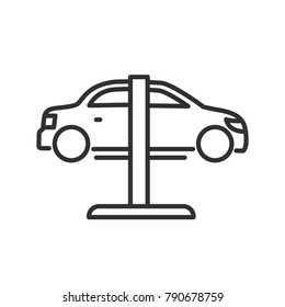 The car on the lift. linear icon. Line with Editable stroke