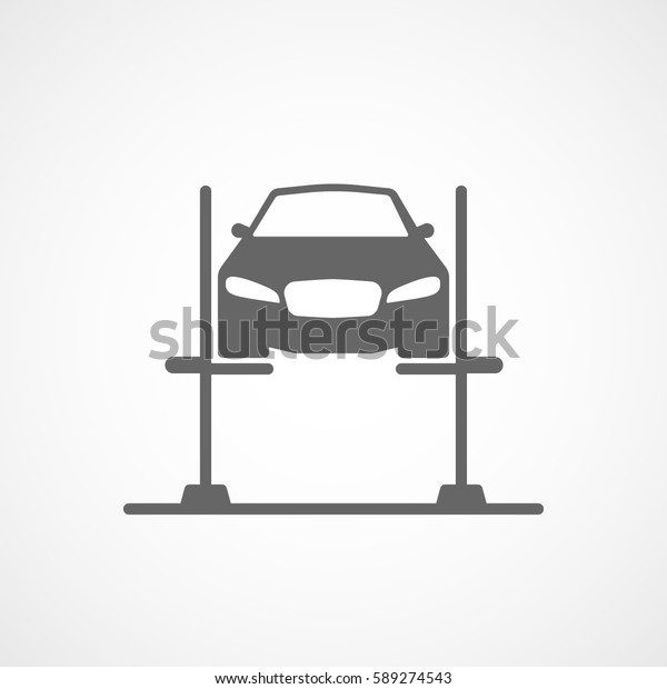 Car On Loader\
Flat Icon On White\
Background
