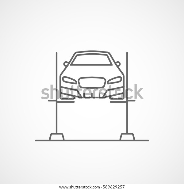 Car On Loader\
Line Icon On White\
Background