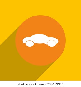 car on an orange background with shadow, vector, EPS 10