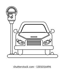 car on park zone black and white