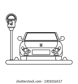 car on park zone black and white