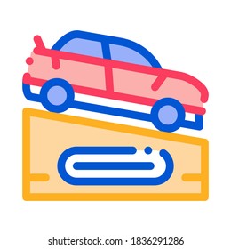 Auto on Pedestal Symbol Vektor. Auto auf dem Sockel signieren. Illustration des isolierten Stumpfsymboles