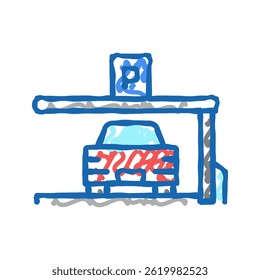 car on place of parking doodle icon sketch vector. car on place of parking sign. isolated symbol illustration