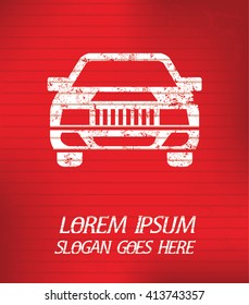 Car on red background,poster grunge design