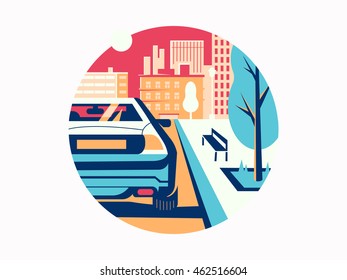 Car on road in city