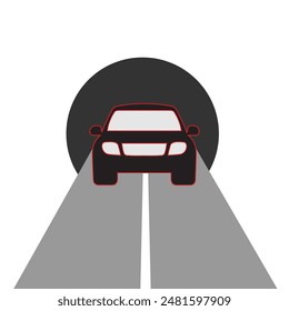 Car on the road icon vehicles on highway Black and red Stock , 2d, isolated - Vector illustration 