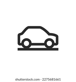 A car on the road, linear style icon. Editable stroke width