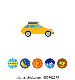 Car on Road Vector Icon