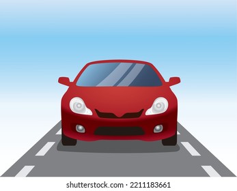 Car on the road, vector illustration isolated