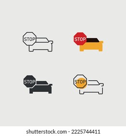 car on stop sign vector icon traffic rules caution