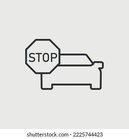 car on stop sign vector icon traffic rules caution