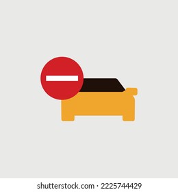 car on stop sign vector icon traffic rules caution