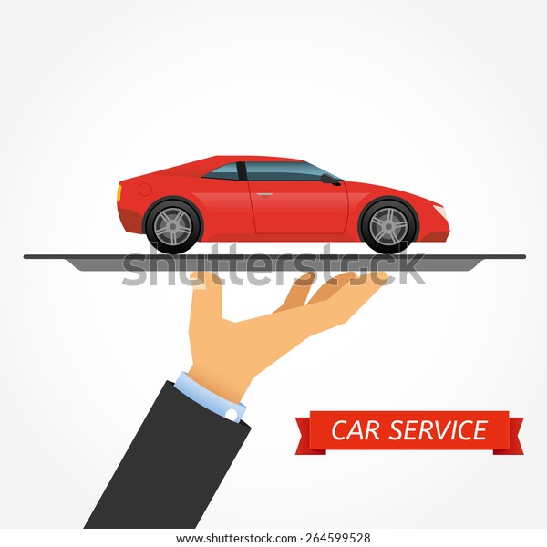 Car on a tray. The concept car sales, car rental,
car service