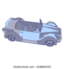 Car on white background - Vector illustration. Сompact hatchback car on white background