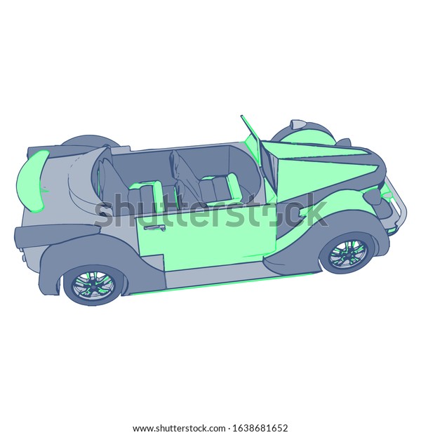 Car on white background - Vector\
illustration. Сompact hatchback car on white\
background