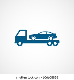 Car On Wrecking Car Blue Flat Icon On White Background
