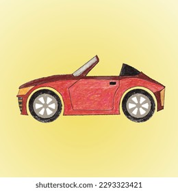 Coche con fondo amarillo. ilustración vectorial.
