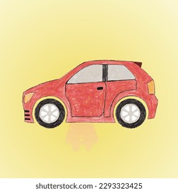 Car on yellow background. vector illustration.