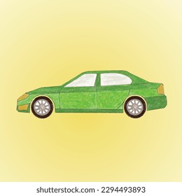 Car on yellow background. vector illustration.