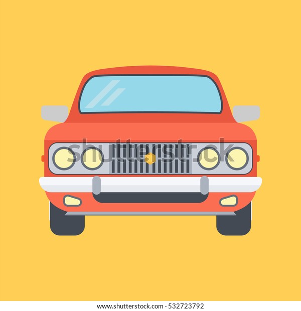 Car On A Yellow Background. Vector Illustration Of\
Flat Design