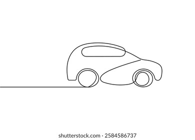 Car one line art drawing and minimalist style isolate outline car vector illustration