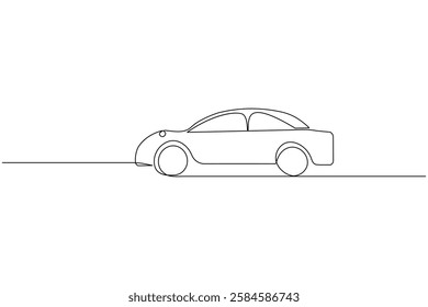 Car one line art drawing and minimalist style isolate outline car vector illustration