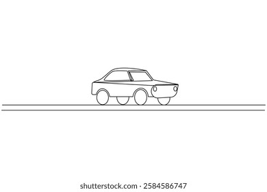 Car one line art drawing and minimalist style isolate outline car vector illustration