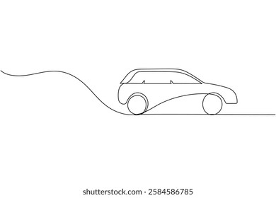 Car one line art drawing and minimalist style isolate outline car vector illustration