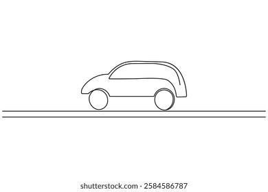 Car one line art drawing and minimalist style isolate outline car vector illustration
