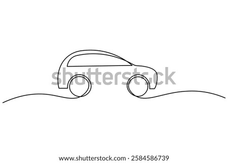Car one line art drawing and minimalist style isolate outline car vector illustration