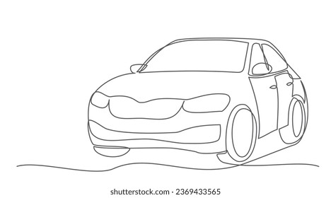 Car One line drawing isolated on white background