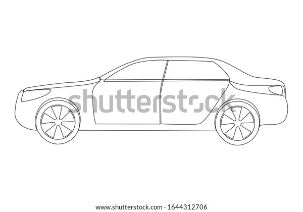 Car one line drawing on white isolated background.\
Vector illustration 