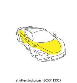 Car one line vector illstration. Minimal line art transport concept. Continuous line drawing of side view of modern suv car