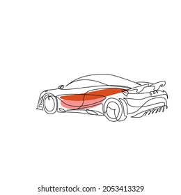 Car one line vector illstration. Minimal line art transport concept. Continuous line drawing of side view of modern suv car